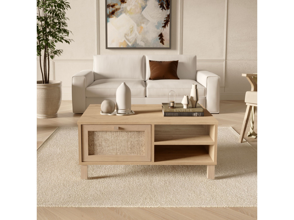 Mesa de centro de madeira «Dune» - 90 x 60 x 39 cm - Carvalho