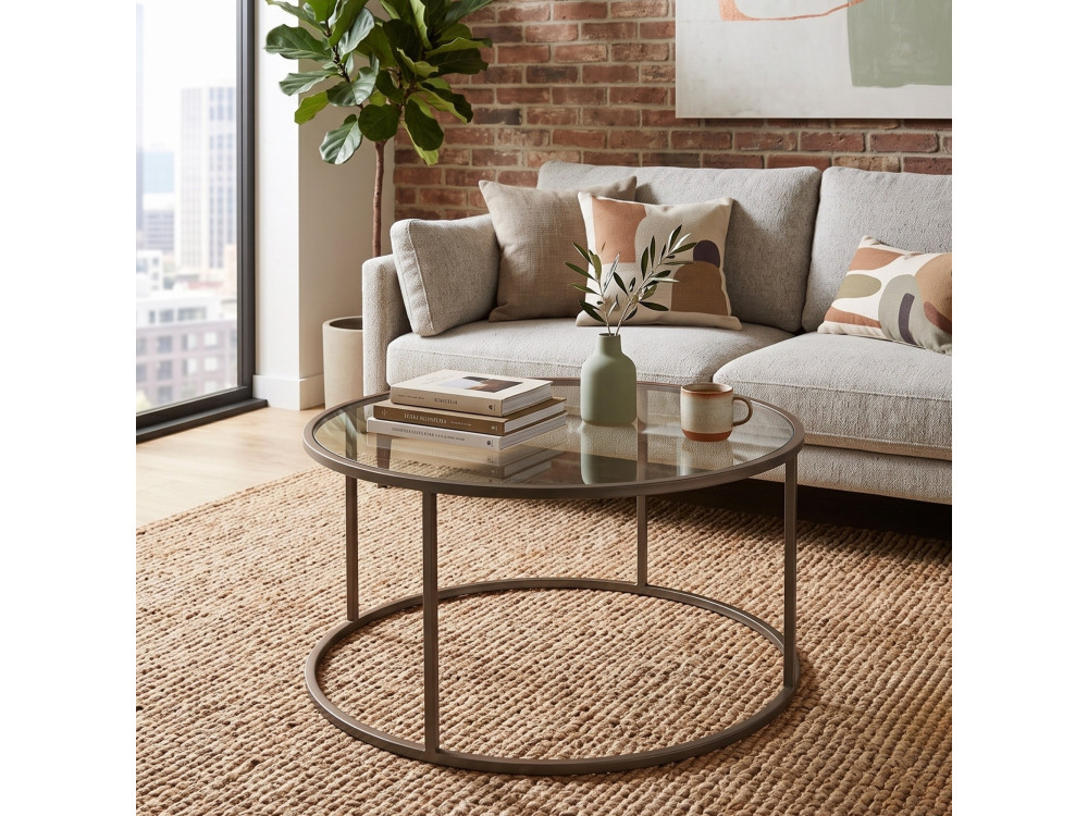 Mesa de centro em madeira «Grey-Trs-80-Nrd-Srk» - 80 x 80 x 43 cm - Cinza