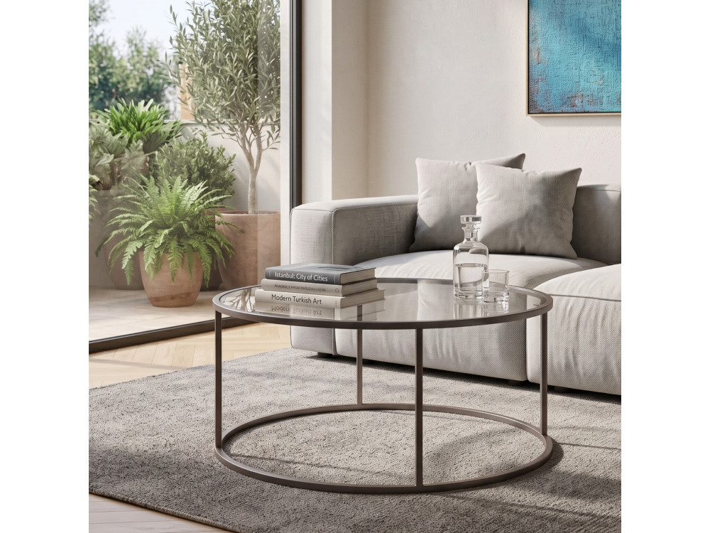 Mesa de centro em madeira «Grey-Trs-80-Nrd-Srk» - 80 x 80 x 43 cm - Cinza