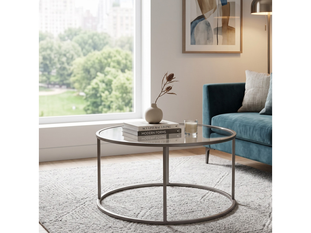 Mesa de centro em madeira «Grey-Trs-80-Nrd-Srk» - 80 x 80 x 43 cm - Cinza