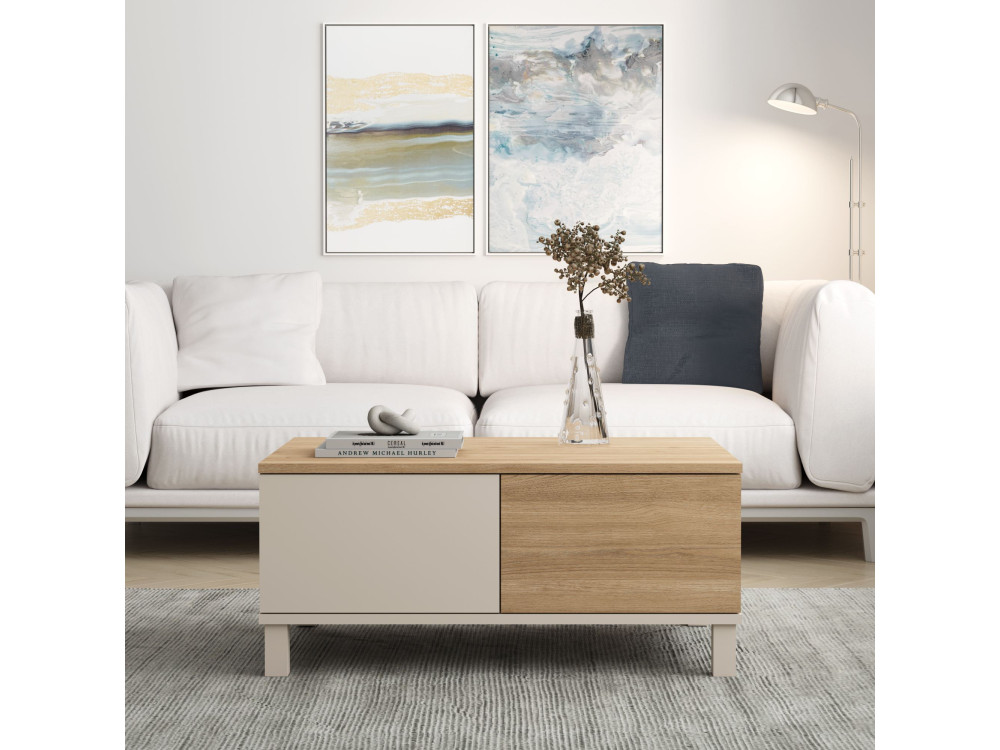 Mesa de centro em madeira «Mood» - 90 x 60 x 40 cm - Areia