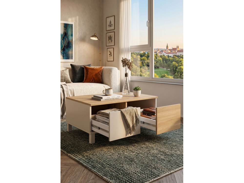 Mesa de centro em madeira «Mood» - 90 x 60 x 40 cm - Areia