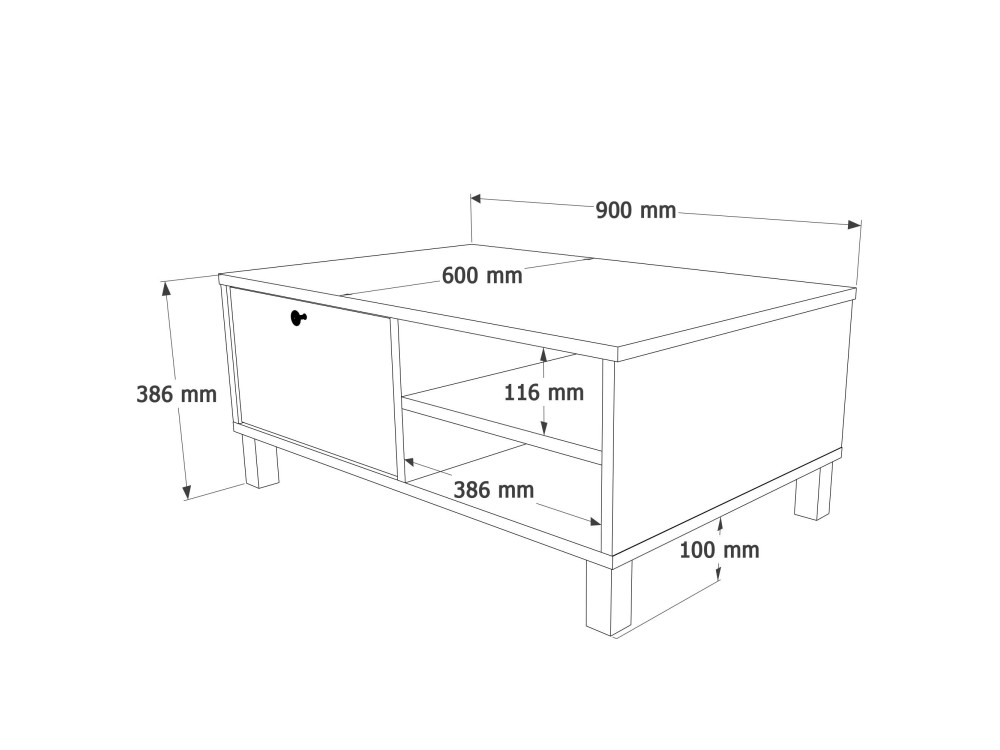 Mesa de centro de madeira «Nord» - 90 x 60 x 38 cm - Branca