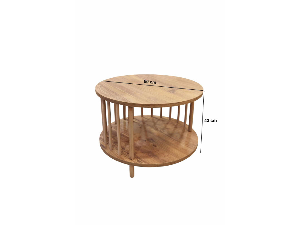 Mesa de centro de madeira «Peka-0108» - 60 x 43 cm - Pinho