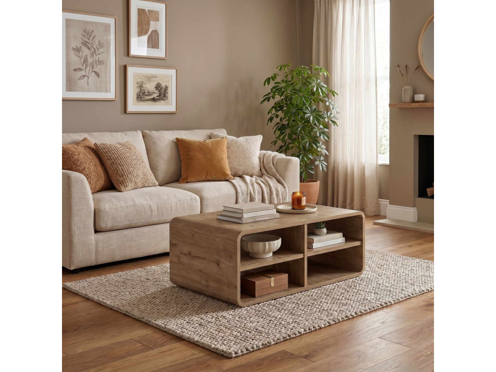 Mesa de centro de madeira «ROVEL» - 80 x 50 x 32 cm - Natural