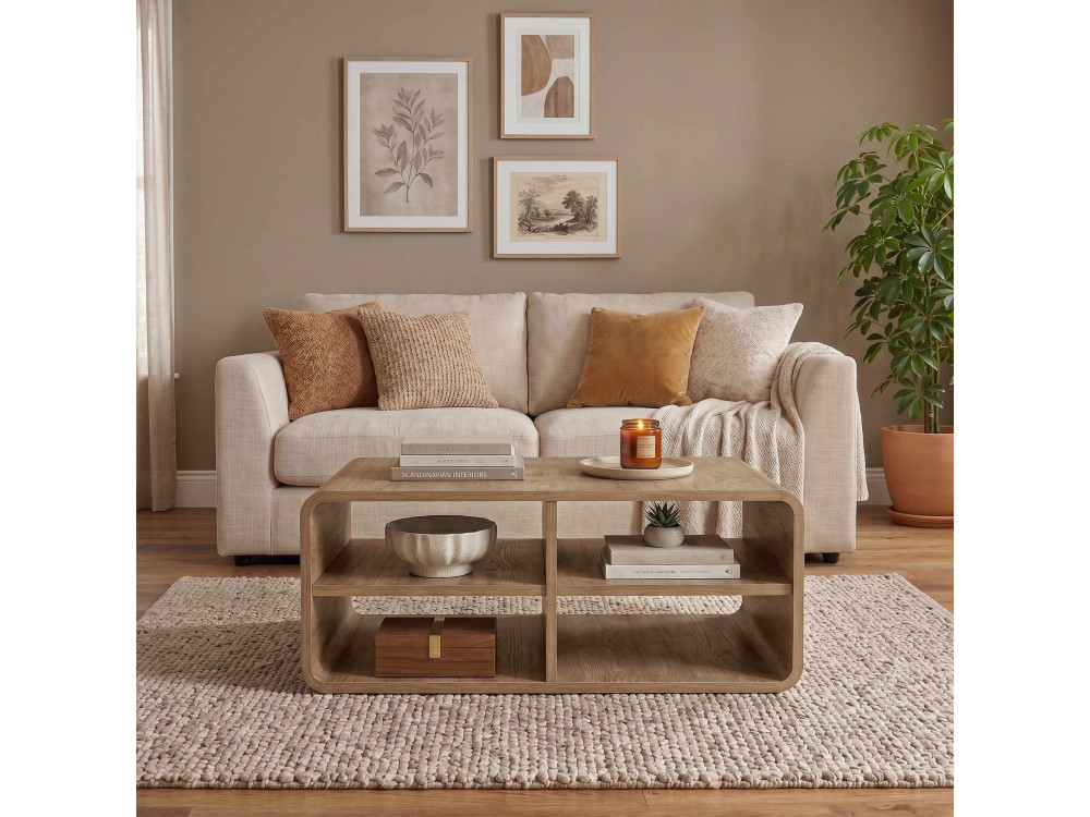 Mesa de centro de madeira «ROVEL» - 80 x 50 x 32 cm - Natural