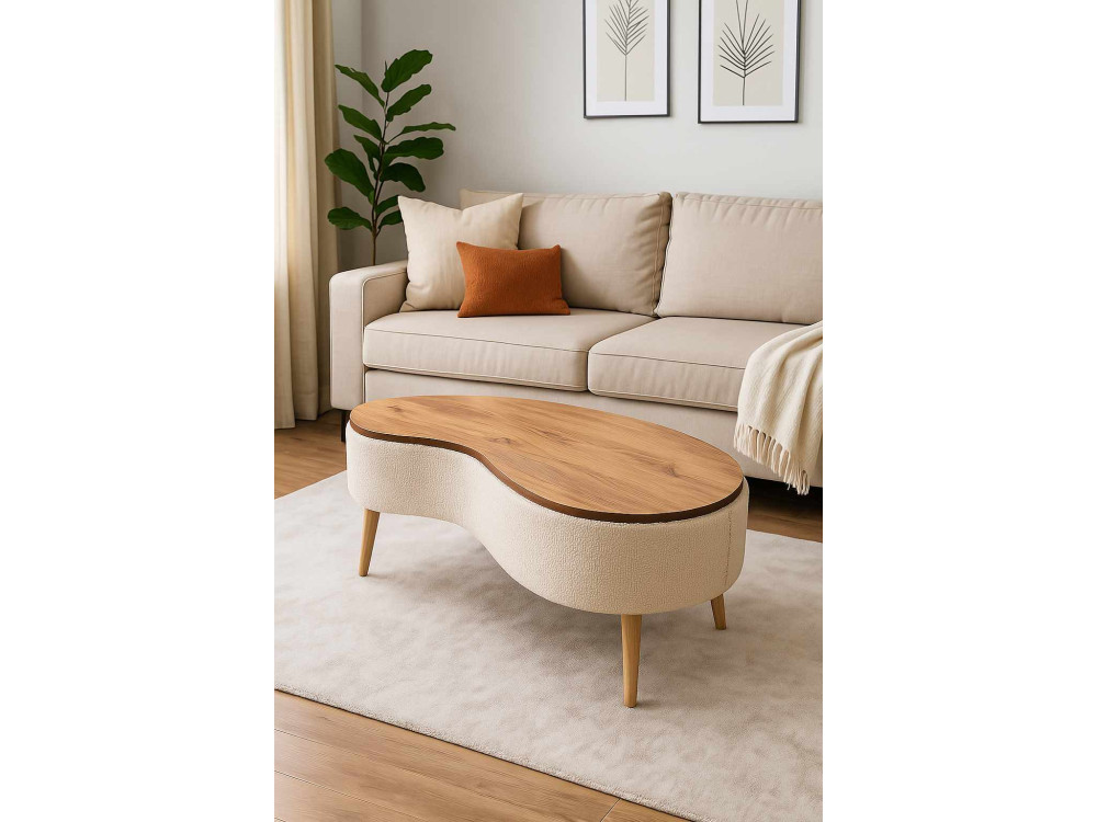 Mesa de centro de madeira «Vera» - 98 x 50 x 45 cm - Bege