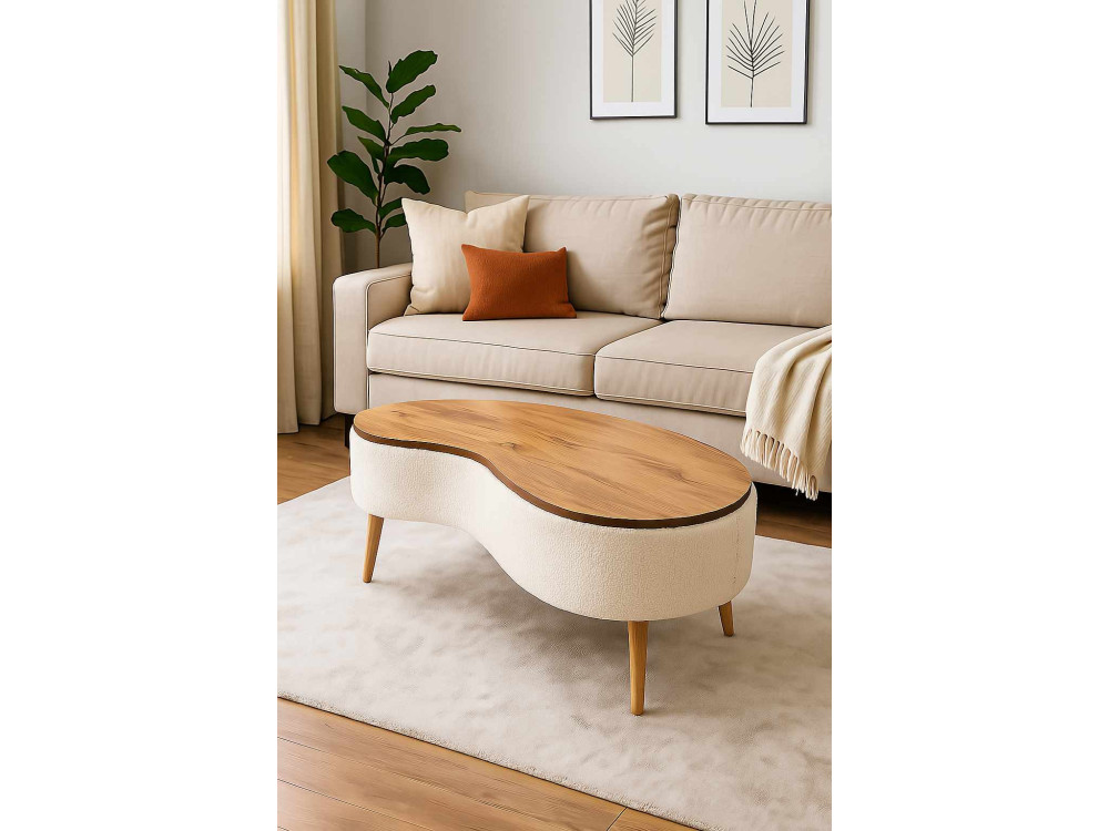 Mesa de centro em madeira «Vera» - 98 x 50 x 45 cm - Branco