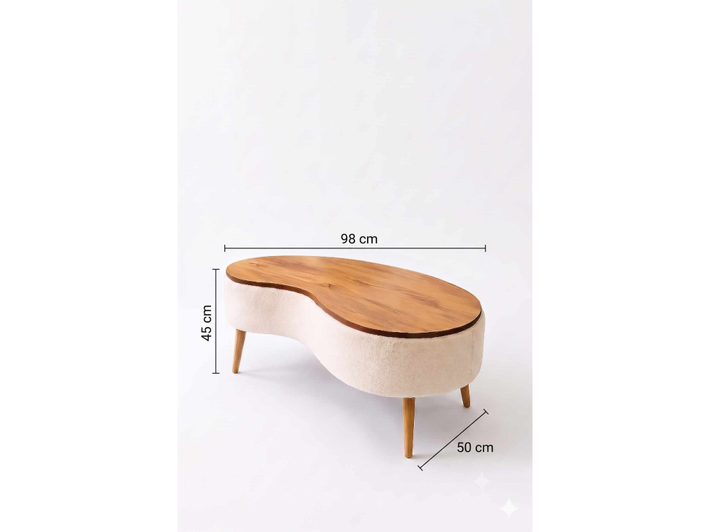 Mesa de centro em madeira «Vera» - 98 x 50 x 45 cm - Branco