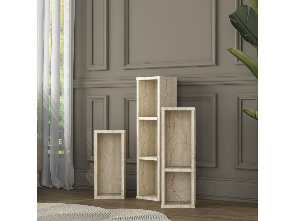 Conjunto de mesas auxiliares em madeira «AD106» - 20 x 18 x 80 cm - Travertino