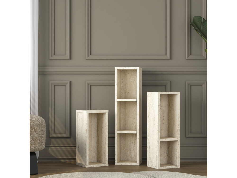 Conjunto de mesas auxiliares em madeira «AD106» - 20 x 18 x 80 cm - Travertino