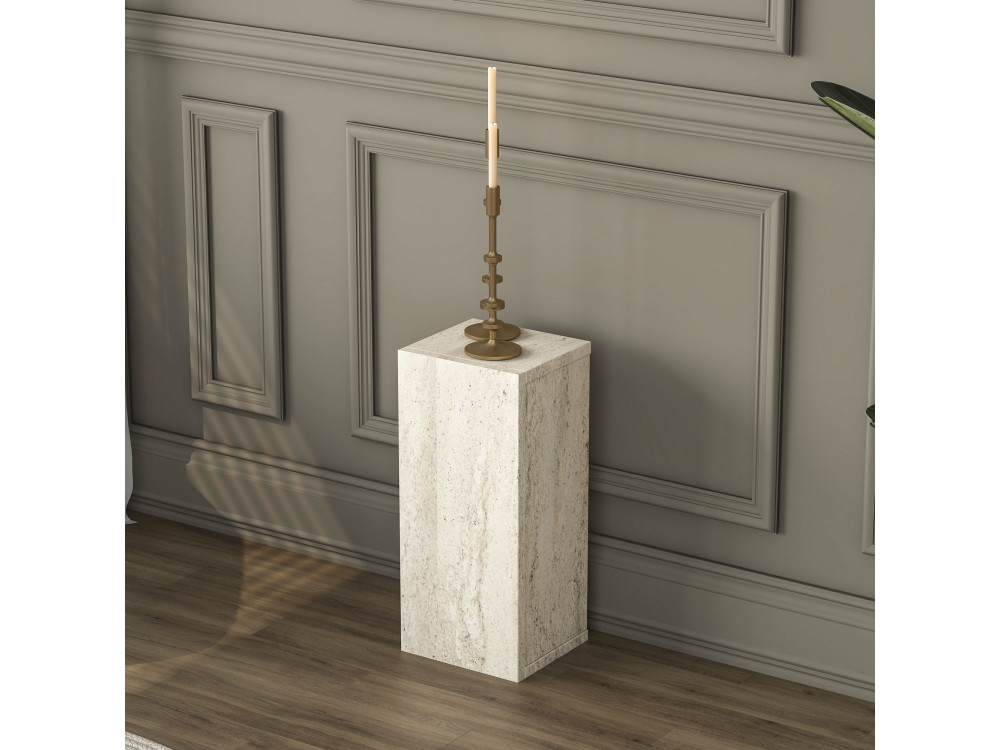 Mesa auxiliar de madeira «AD109» - 20 x 18 x 45 cm - Travertino