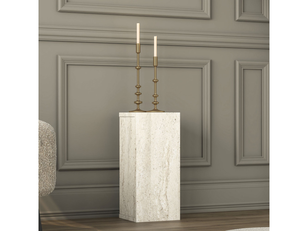 Mesa auxiliar de madeira «AD109» - 20 x 18 x 45 cm - Travertino