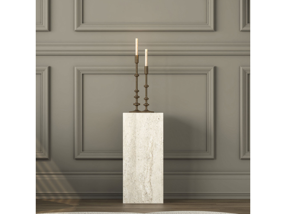 Mesa auxiliar de madeira «AD109» - 20 x 18 x 45 cm - Travertino