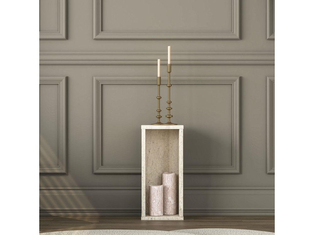 Mesa auxiliar de madeira «AD109» - 20 x 18 x 45 cm - Travertino