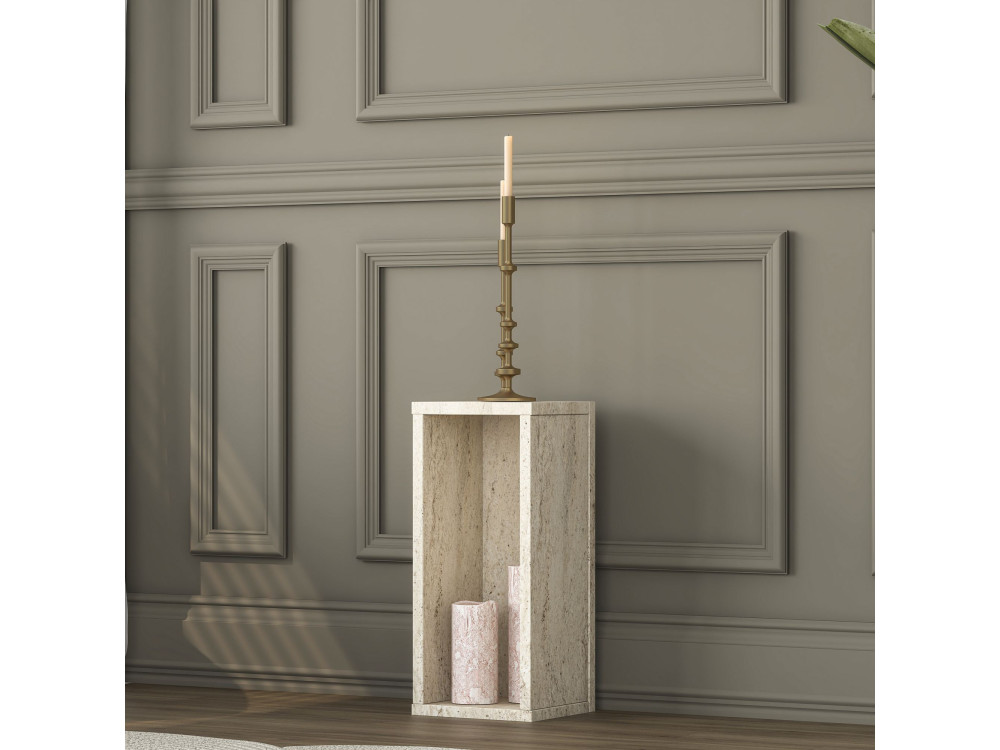 Mesa auxiliar de madeira «AD109» - 20 x 18 x 45 cm - Travertino