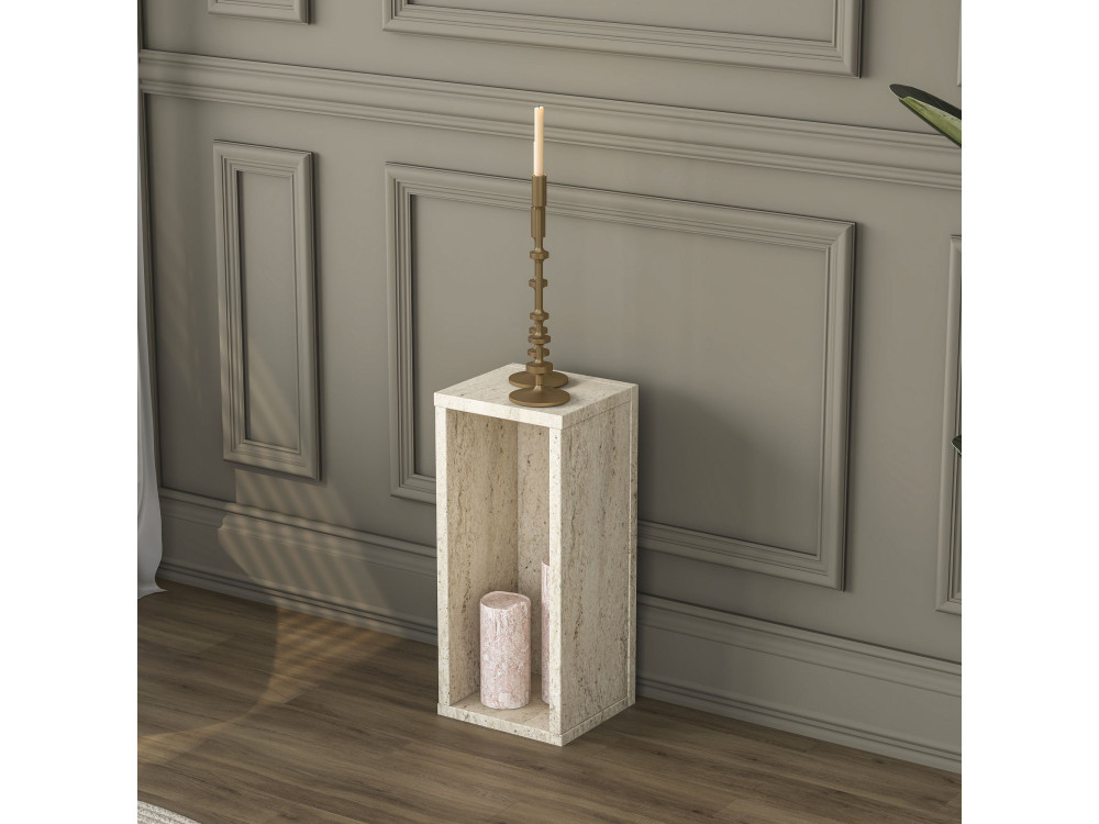 Mesa auxiliar de madeira «AD109» - 20 x 18 x 45 cm - Travertino
