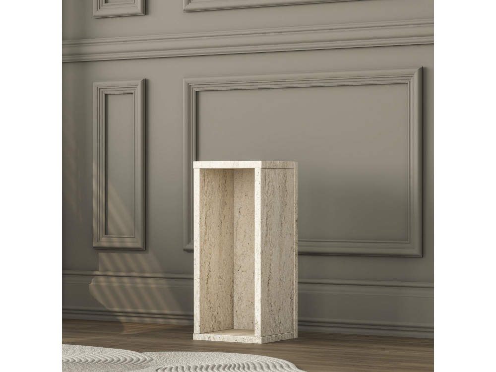 Mesa auxiliar de madeira «AD109» - 20 x 18 x 45 cm - Travertino