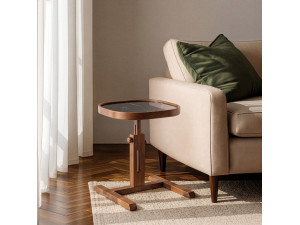 Mesa auxiliar de madeira «Opus Kare 42» - 42 x 42 x 57 cm - Nogueira / Mármore Preto