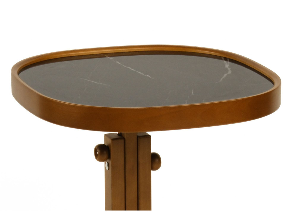 Mesa auxiliar de madeira «Opus Kare 42» - 42 x 42 x 57 cm - Nogueira / Mármore Preto