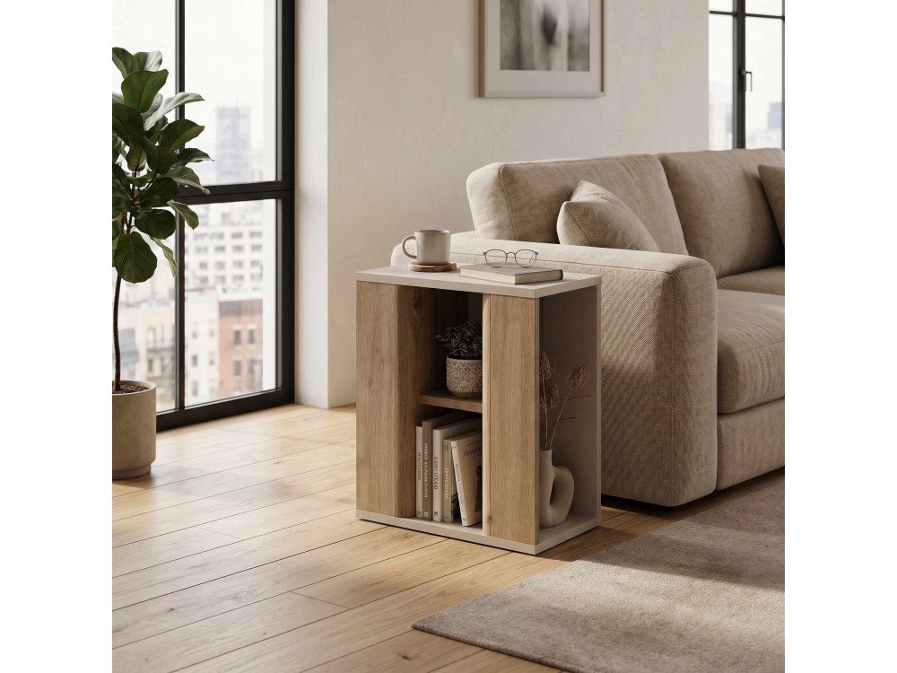 Mesa auxiliar de madeira «VENTRO» - 45 x 25 x 51 cm - Natural / Gres