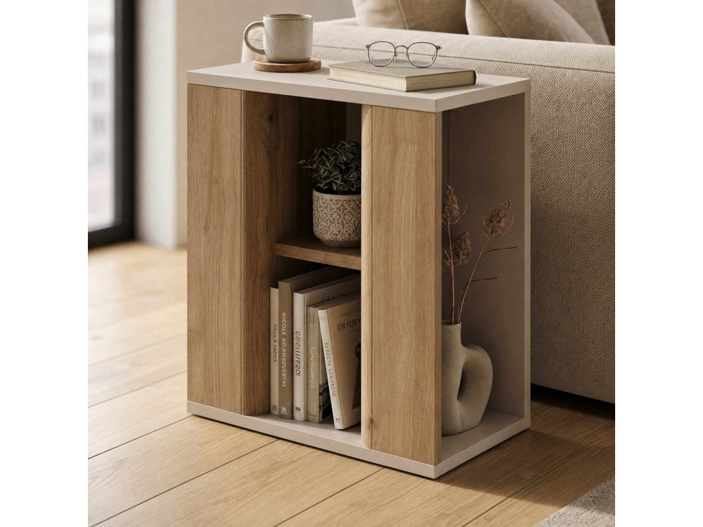 Mesa auxiliar de madeira «VENTRO» - 45 x 25 x 51 cm - Natural / Gres