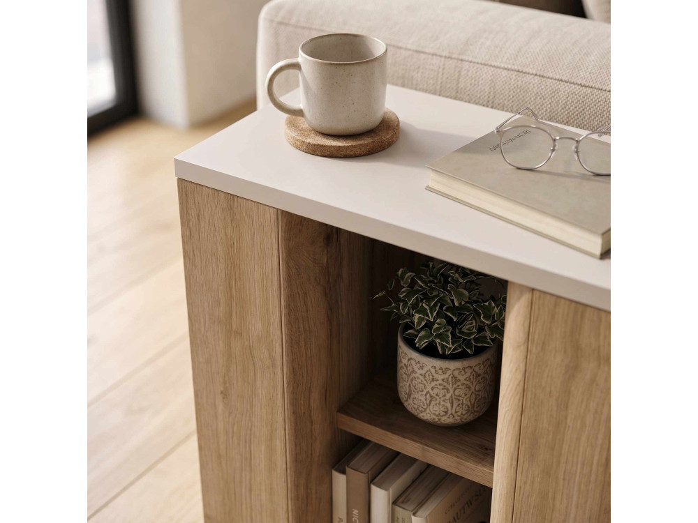 Mesa auxiliar de madeira «VENTRO» - 45 x 25 x 51 cm - Natural / Gres
