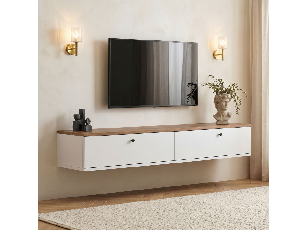 Móvel para televisão em madeira «Linha 160» - 160 x 25 x 25 cm - Branco