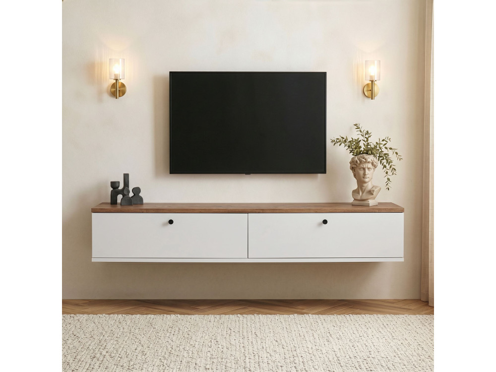 Móvel para televisão em madeira «Linha 160» - 160 x 25 x 25 cm - Branco