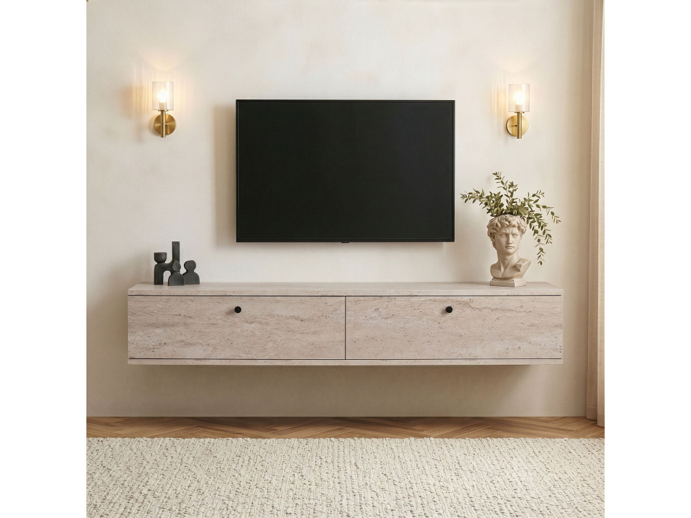 Móvel de TV em madeira «Linha 160» - 160 x 25 x 25 cm - Travertino