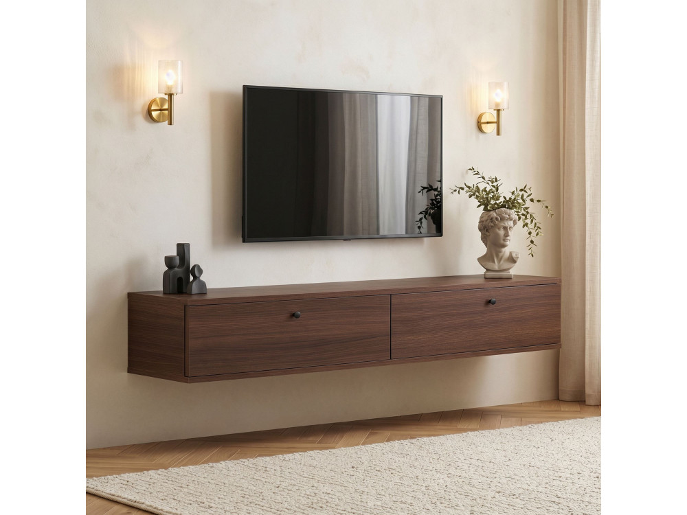 Móvel de televisão em madeira «Ligne 160» - 160 x 25 x 25 cm - Nogueira
