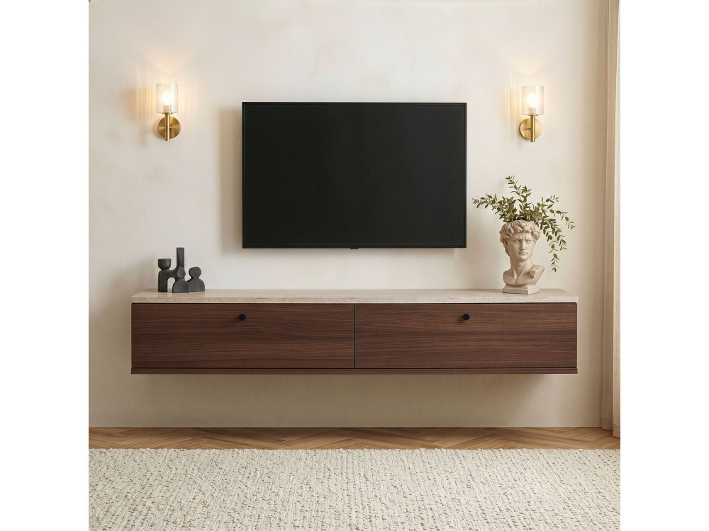 Móvel para televisão em madeira «Ligne 160» - 160 x 25 x 25 cm - Castanho