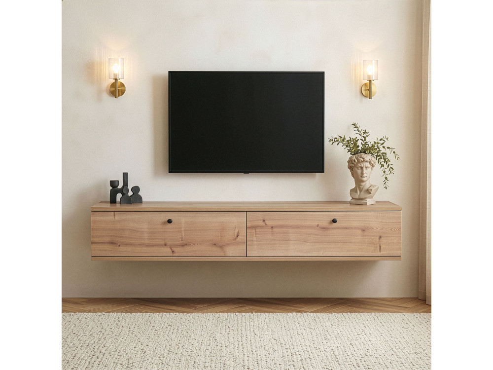 Móvel de televisão em madeira «Ligne 160» - 160 x 25 x 25 cm - Carvalho