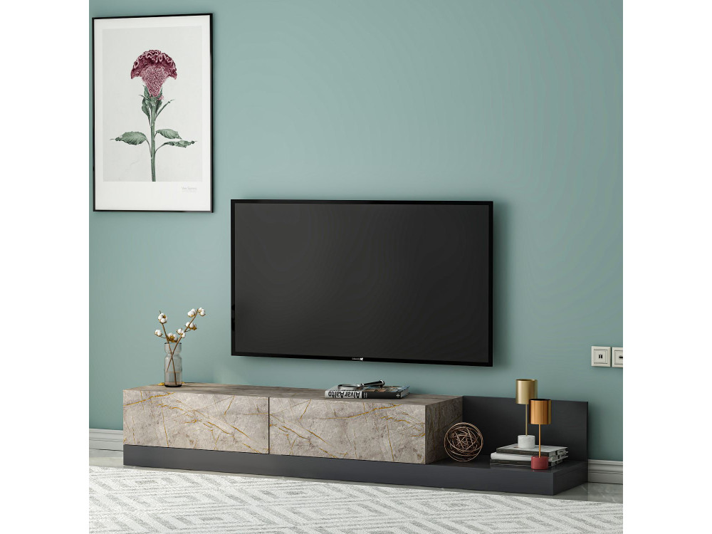 Móvel de televisão em madeira «Major» - 180 x 37 x 30 cm -  Antracite