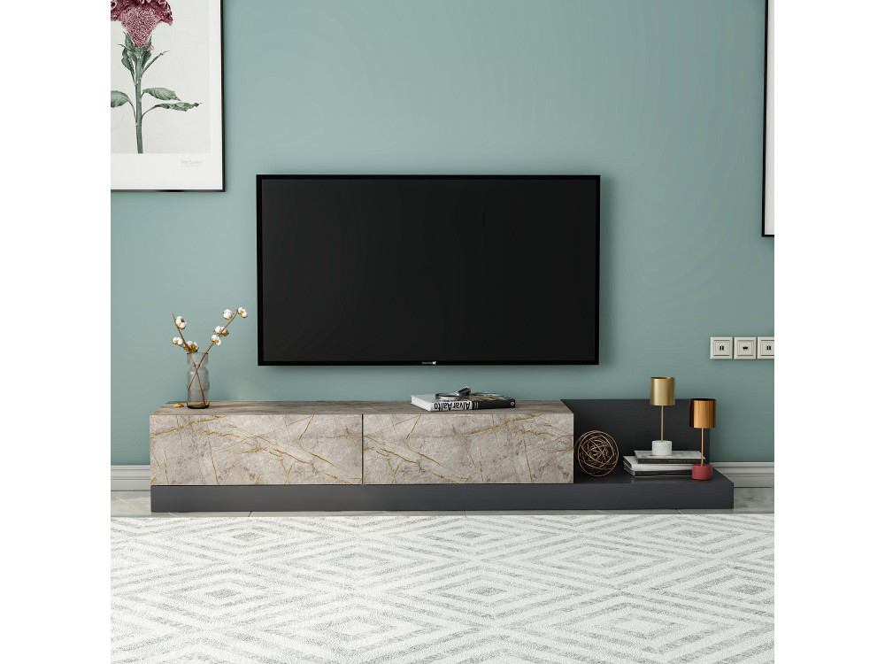 Móvel de televisão em madeira «Major» - 180 x 37 x 30 cm -  Antracite