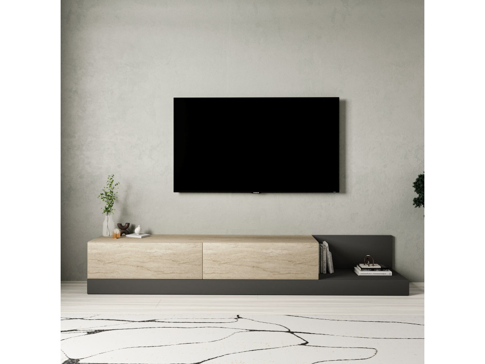 Móvel de televisão em madeira «Major» - 180 x 37 x 30 cm - Bege