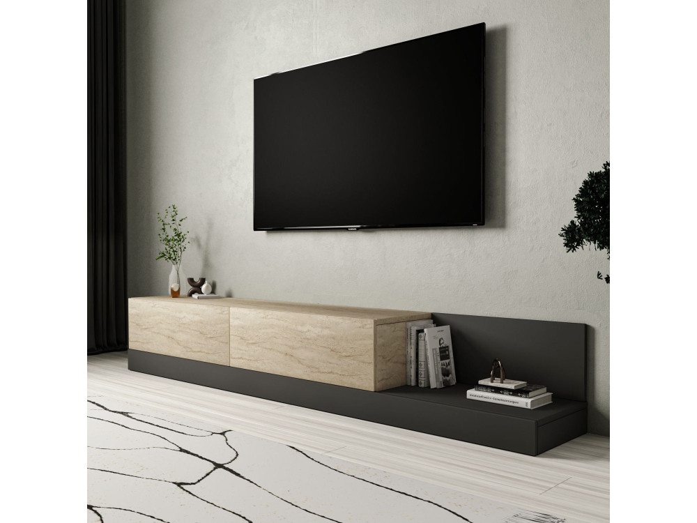 Móvel de televisão em madeira «Major» - 180 x 37 x 30 cm - Bege