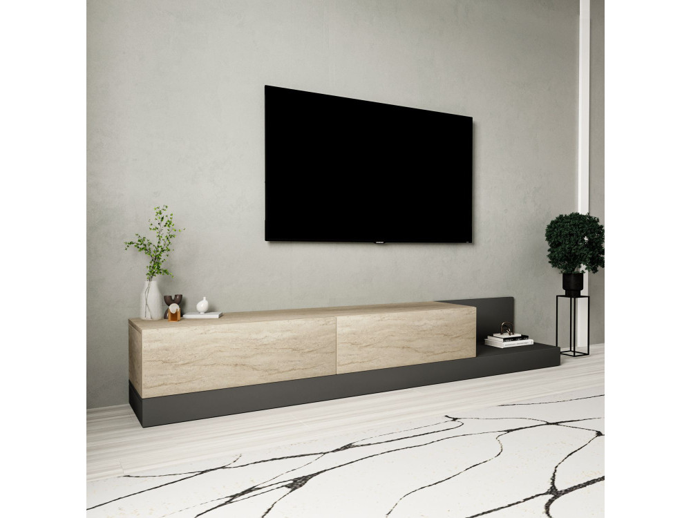 Móvel de televisão em madeira «Major» - 180 x 37 x 30 cm - Bege
