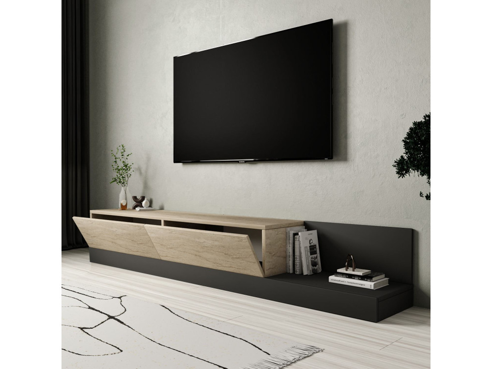 Móvel de televisão em madeira «Major» - 180 x 37 x 30 cm - Bege