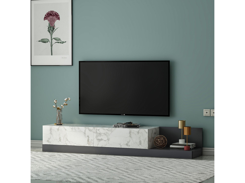 Móvel para televisão em madeira «Major» - 180 x 37 x 30 cm - Cinzento