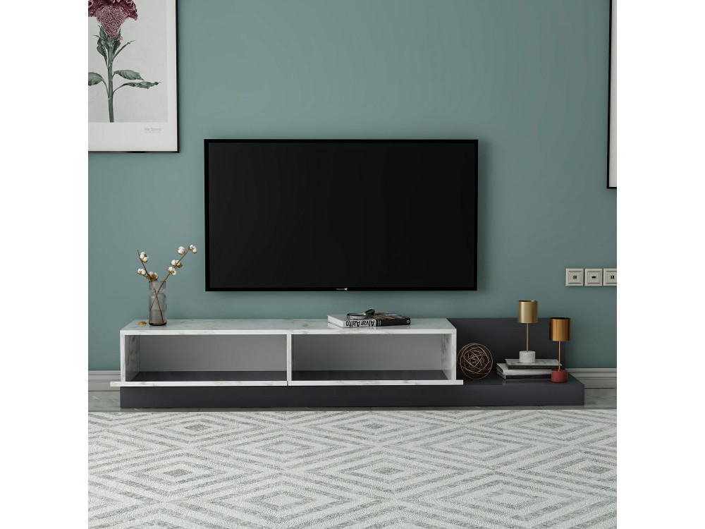 Móvel para televisão em madeira «Major» - 180 x 37 x 30 cm - Cinzento