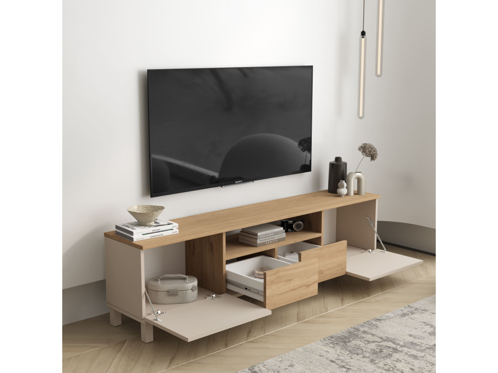 Móvel de TV em madeira «Mood» - 180 x 35 x 49 cm - Bege