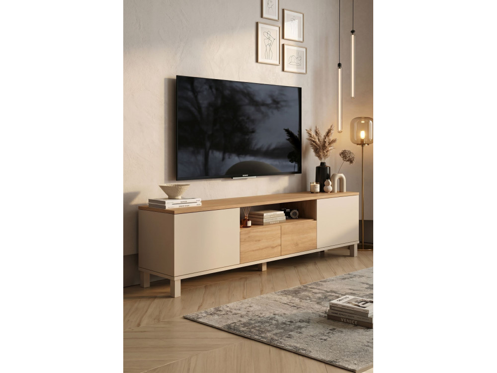Móvel de TV em madeira «Mood» - 180 x 35 x 49 cm - Bege