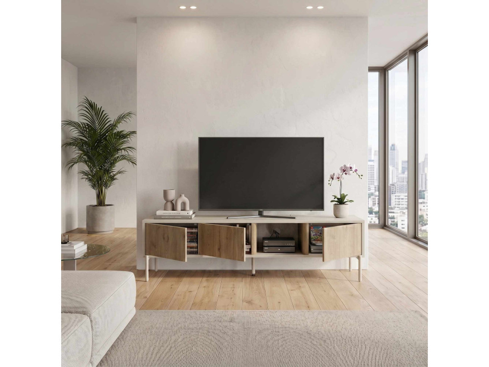 Móvel de televisão em madeira «VENTRO» - 150 x 36 x 40 cm - Bege