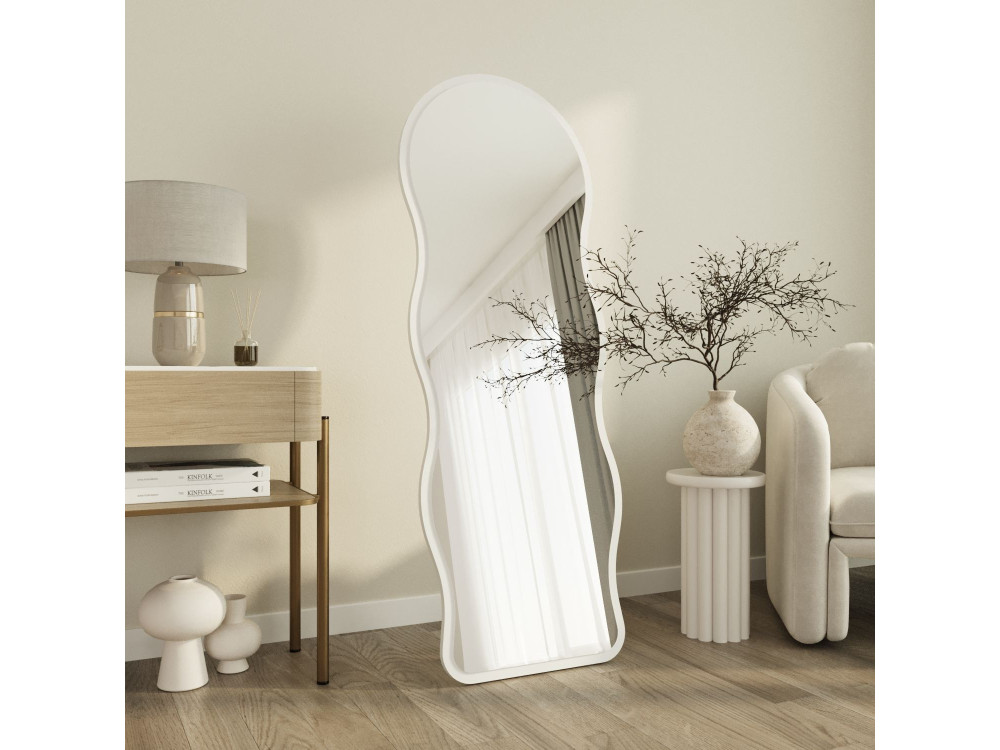 Espelho de pé em madeira «Asial» - 50 x 2 x 160 cm - Branco