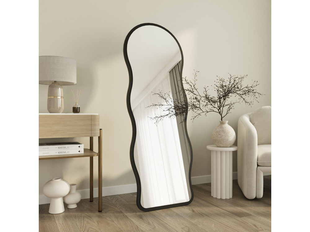Espelho de pé em madeira «Asial» - 50 x 2 x 160 cm - Preto