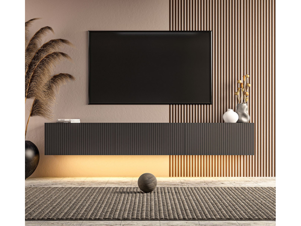 Móvel de TV em madeira «Ada» - 180 x 31 x 29 cm - Antracite
