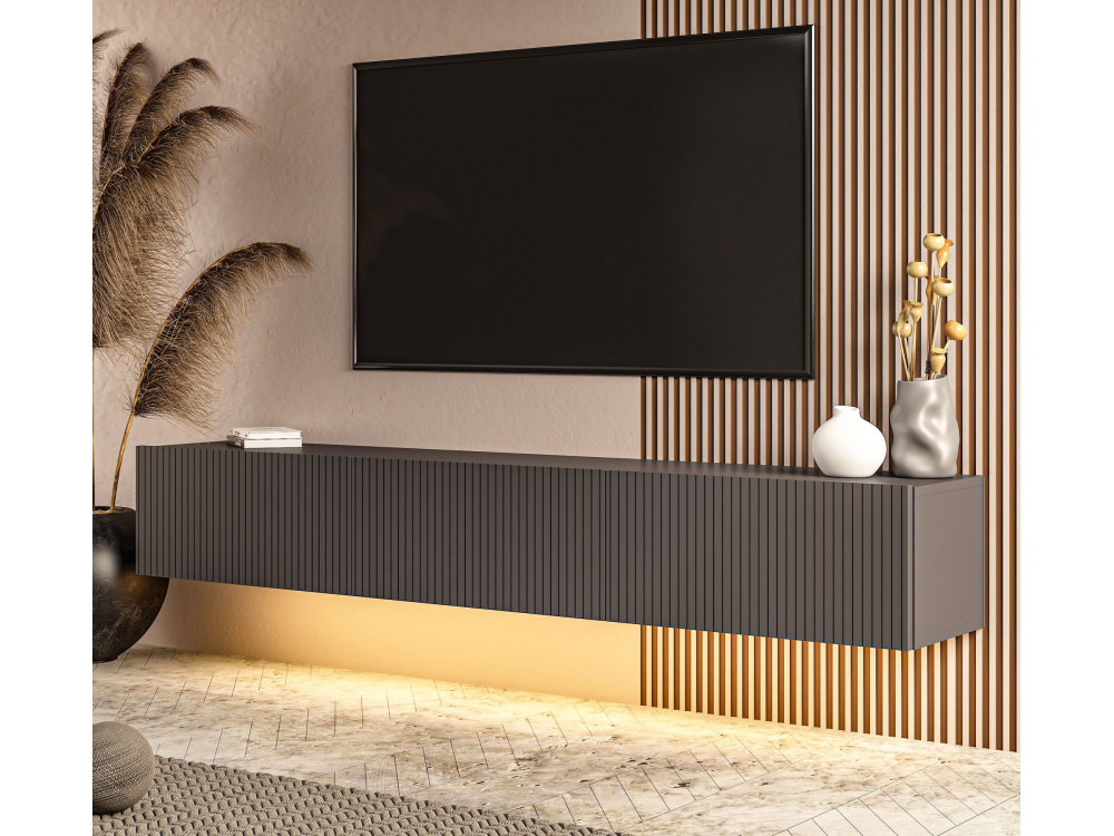 Móvel de TV em madeira «Ada» - 180 x 31 x 29 cm - Antracite