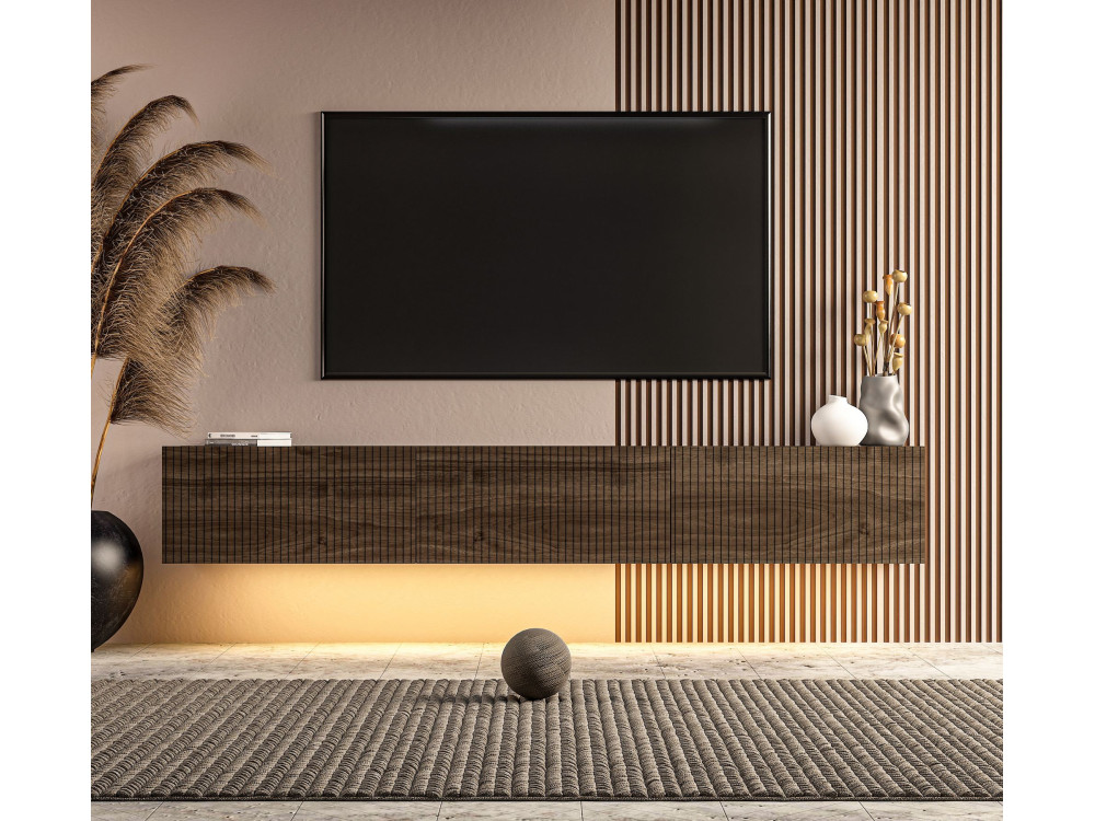 Móvel de televisão em madeira «Ada» - 180 x 31 x 29 cm - Nogueira
