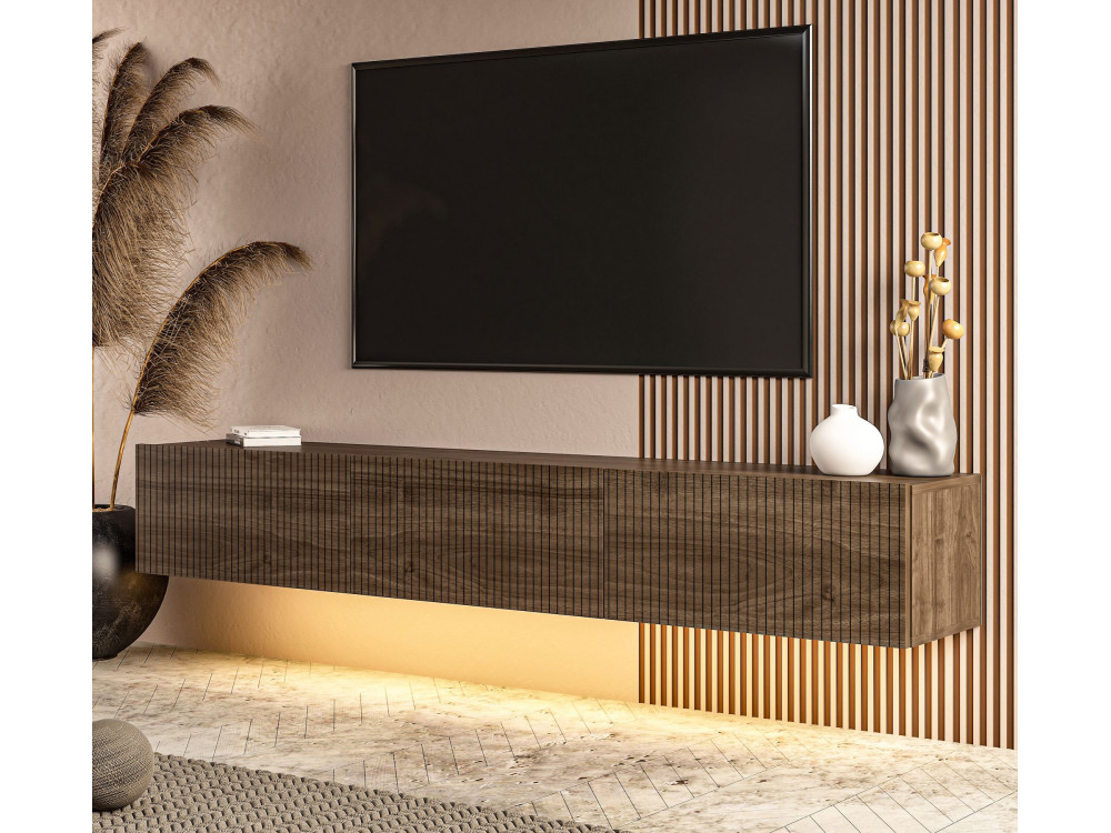 Móvel de televisão em madeira «Ada» - 180 x 31 x 29 cm - Nogueira